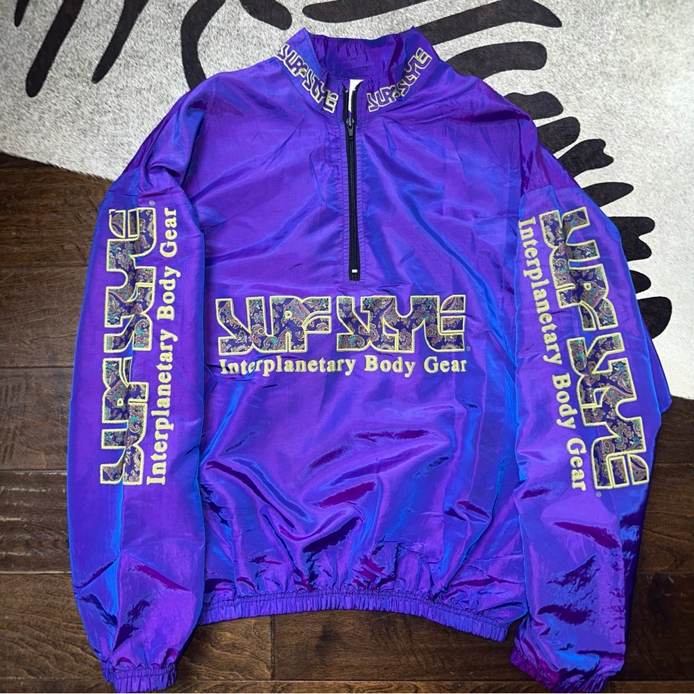 Vintage Surf Style Paisley Print Purple Windbreaker